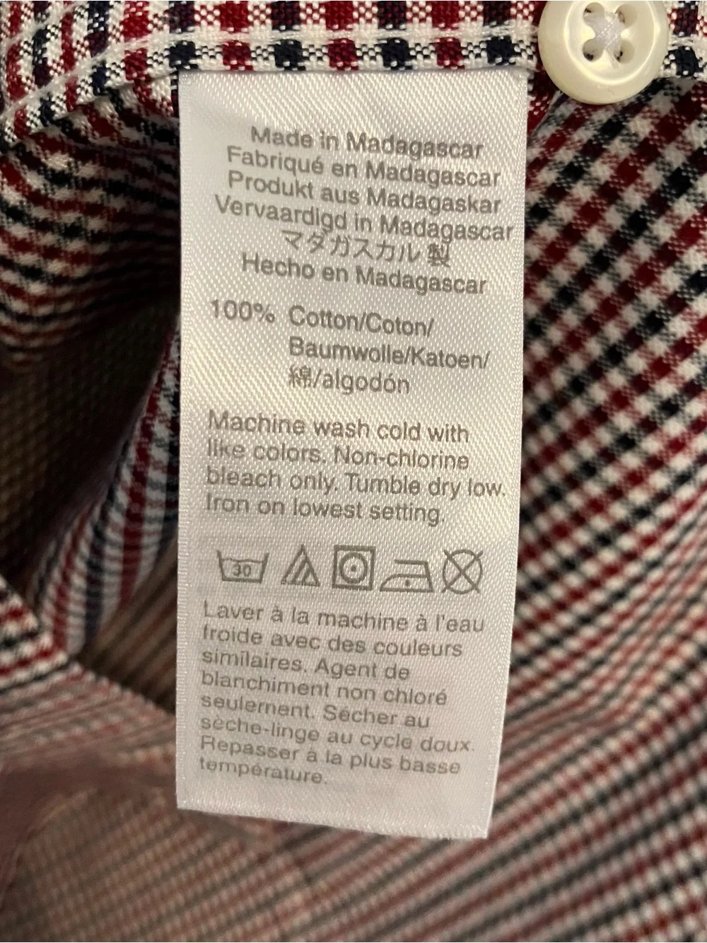 Sewn For J.Crew Blue Red White Check Plaid Cotton Slim Fit Shirt Men M Preppy
